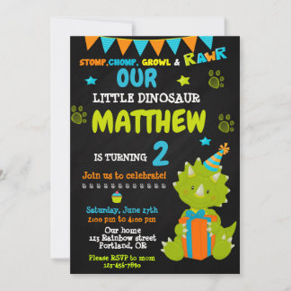 Dinosaur birthday invitation - Dino party invite Kaart