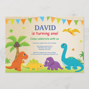 Dinosaur Birthday Invitation Dino Party Kaart