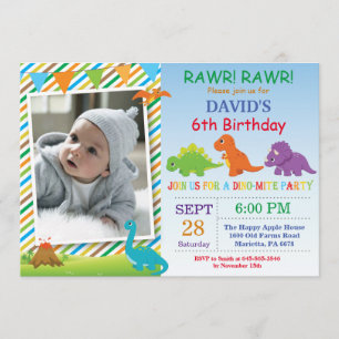 Dinosaur Birthday Invitation Dino Party Kaart
