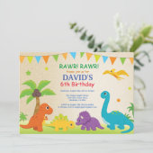 Dinosaur Birthday Invitation Dino Party Kaart (Staand voorkant)