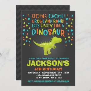 Dinosaur Birthday Invitation Dinosaur Dig Party Kaart