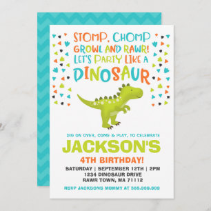 Dinosaur Birthday Invitation Dinosaur Dig Party Kaart