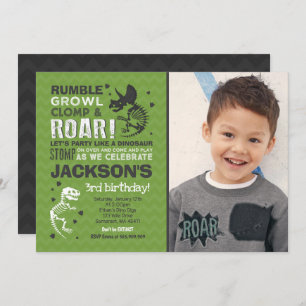 Dinosaur Birthday Invitation Dinosaur Fossil Party Kaart