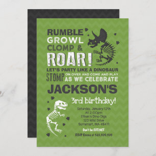 Dinosaur Birthday Invitation Dinosaur Fossil Party Kaart