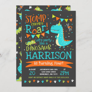 Dinosaur Birthday Invitation Dinosaur Roar Party Kaart