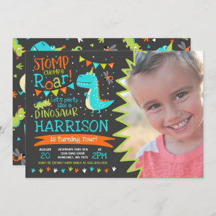 Dinosaur Birthday Invitation Dinosaur Roar Party Kaart