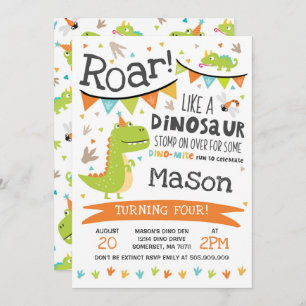 Dinosaur Birthday Invitation Dinosaur Roar Party Kaart