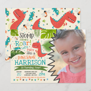 Dinosaur Birthday Invitation Dinosaur Roar Party Kaart