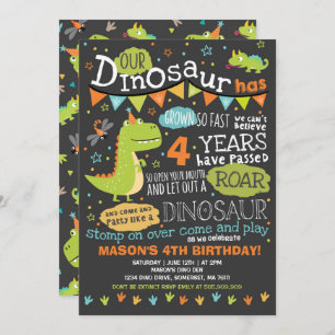 Dinosaur Birthday Invitation Dinosaur Roar Party Kaart