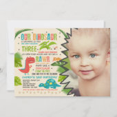 Dinosaur Birthday Invitation Dinosaur T-Rex Party Kaart (Voorkant)
