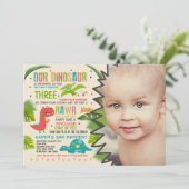 Dinosaur Birthday Invitation Dinosaur T-Rex Party Kaart (Staand voorkant)