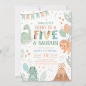 Dinosaur Birthday Invitation Five. Baby Dino 5th Kaart (Voorkant)