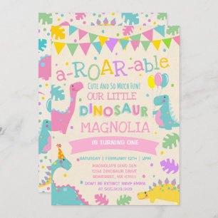 Dinosaur Birthday Invitation Girl Dinosaur Party Kaart