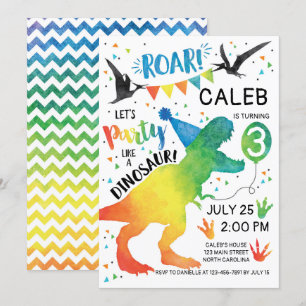 Dinosaur Birthday Invitation Party as a Dinosaur Kaart