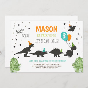 Dinosaur Birthday Invitation ROAR Dino Kaart