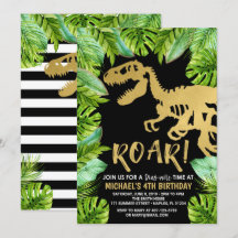 Dinosaur Birthday Invitation Roar Dino Party Boy