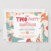 Dinosaur Birthday Invitation Two. Modern Boy Dino (Devant)