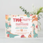 Dinosaur Birthday Invitation Two. Modern Boy Dino (Debout devant)