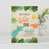 Dinosaur Birthday Invitation Wild One Dinosaur Par (Debout devant)