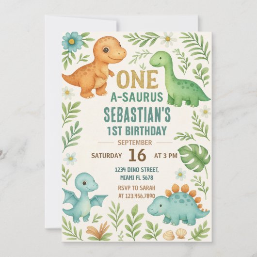 Dinosaur Birthday Invitations Feestdagenkaart (Voorkant)