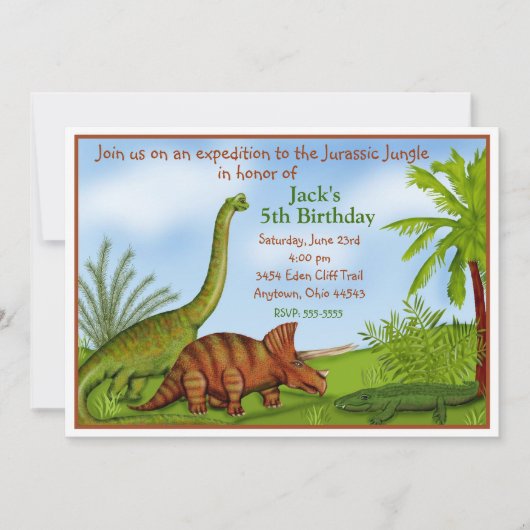 Dinosaur Birthday Invitations Kaart (Voorkant)