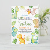 Dinosaur Birthday Kaart (Staand voorkant)