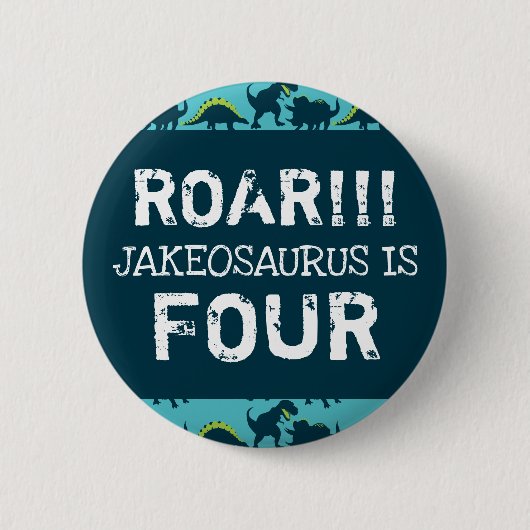 Dinosaur Birthday Party Button Favor (Voorkant)