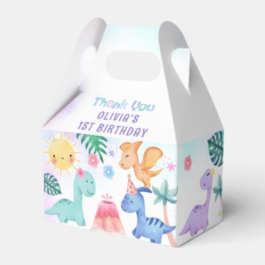 Dinosaur Birthday Party Favor Box Bedankdoosjes (Voorkant Zijde)