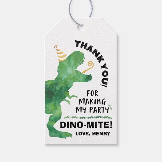 Dinosaur Birthday Party Favor Gift Labels Cadeaulabel (Voorkant)