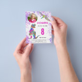 Dinosaur Birthday Party Fotobudget roze Flyer (Hand)