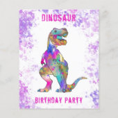 Dinosaur Birthday Party Fotobudget roze Flyer (Achterkant)