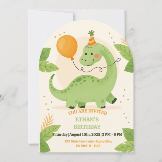 Dinosaur Birthday Party Invitation  (Devant)