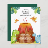 Dinosaur Birthday Party Invitation (Voorkant / Achterkant)
