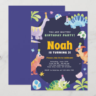 Dinosaur Birthday Party Invitation Feestdagenkaart