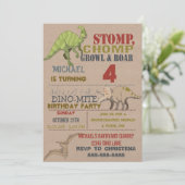 Dinosaur Birthday Party Invitation Kaart (Staand voorkant)