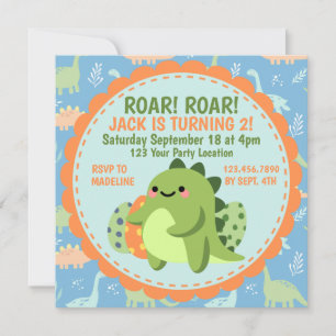 Dinosaur Birthday Party Invitation Kaart