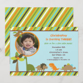 Dinosaur Birthday Party Invitation Kaart (Voorkant / Achterkant)