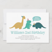 Dinosaur Birthday Party Invitation Kaart (Voorkant)