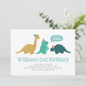 Dinosaur Birthday Party Invitation Kaart (Staand voorkant)