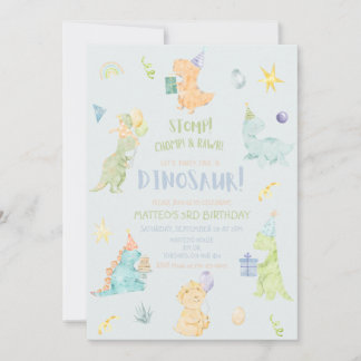 Dinosaur Birthday Party Invitation Kaart