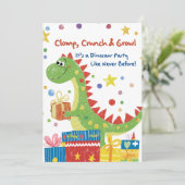 Dinosaur Birthday Party Invitation Kaart (Staand voorkant)