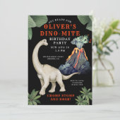 Dinosaur Birthday Party Invitation Kaart (Staand voorkant)