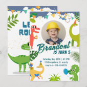 Dinosaur Birthday Party Invitation Kaart (Voorkant / Achterkant)