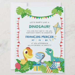 Dinosaur Birthday Party Invitation Kaart