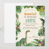 Dinosaur Birthday Party Invitation Kaart (Voorkant / Achterkant)