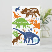 Dinosaur Birthday Party Invitation Kaart (Staand voorkant)