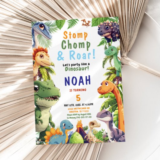 Dinosaur Birthday Party Invitation Kaart