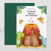 Dinosaur Birthday Party Invitation Kaart (Voorkant / Achterkant)