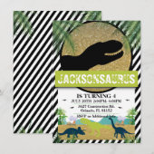 Dinosaur Birthday Party Invitation Kaart (Voorkant / Achterkant)