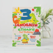 Dinosaur Birthday Party Invitation Kaart (Staand voorkant)